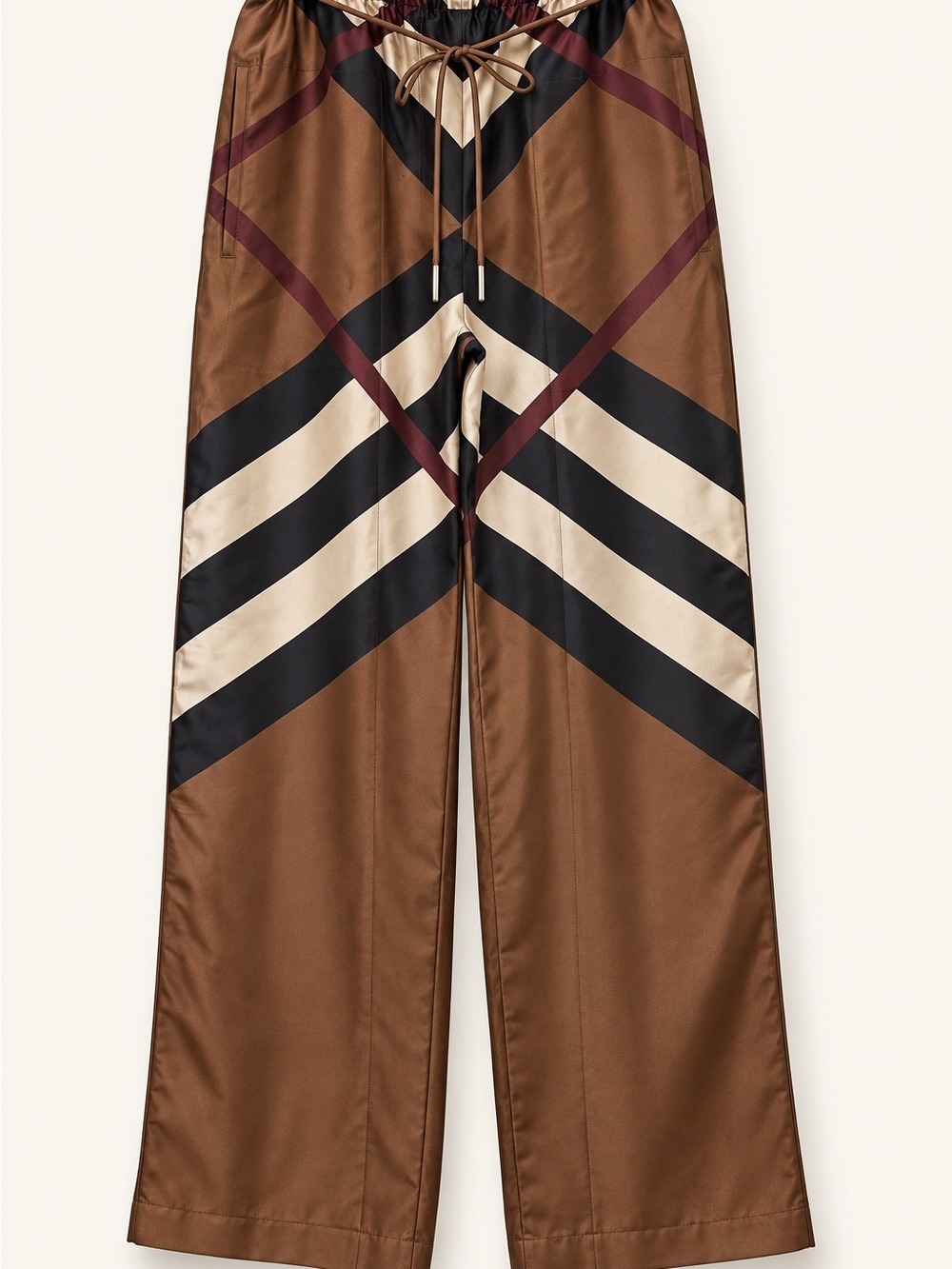 BURBERRY 100% Silk Monogram Stripe Wide-Leg Pants Size 6 - Picture 2 of 9